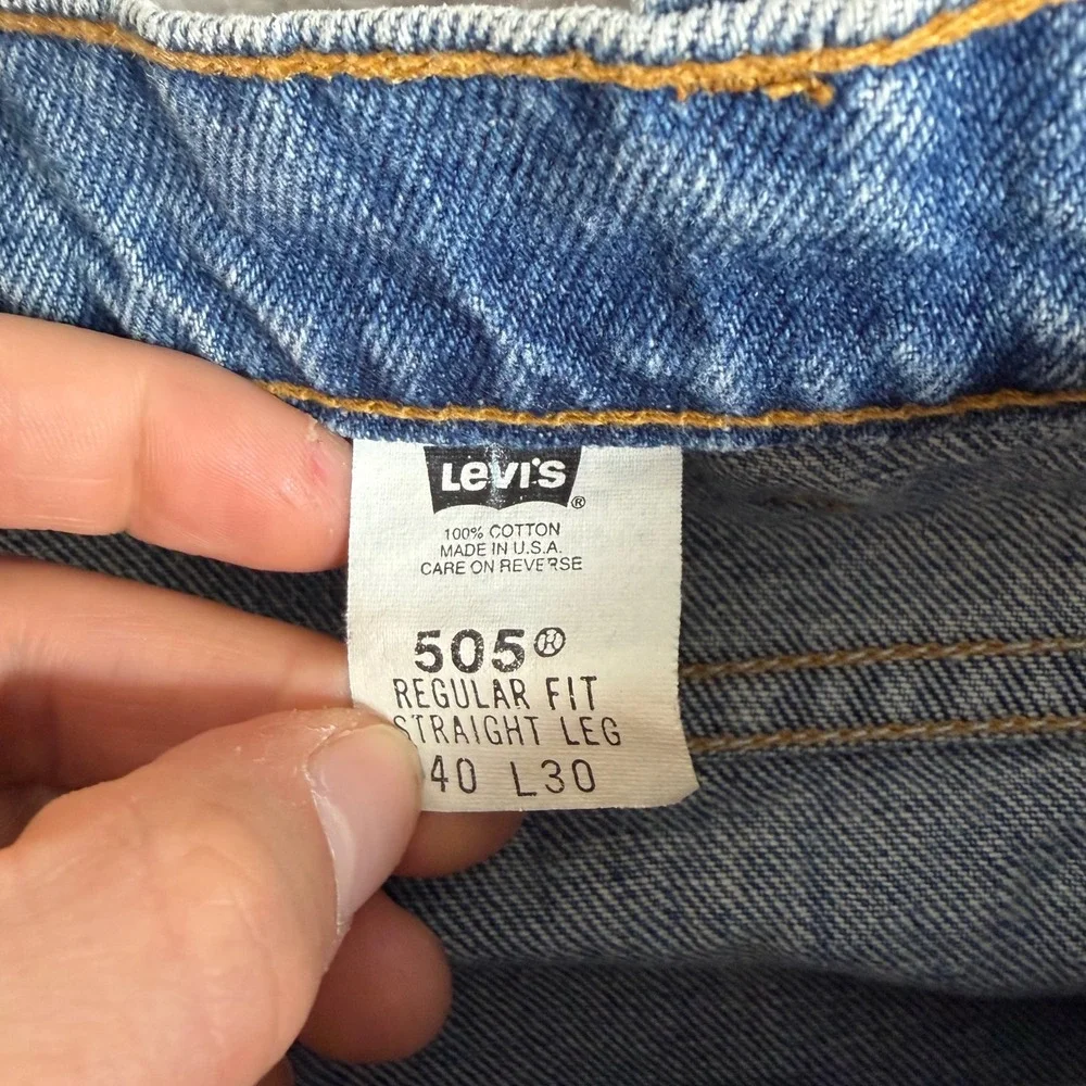 Vintage Levis 505 Mens 40x30 (36x28) Made in USA Blue Straight Leg Jeans 1996